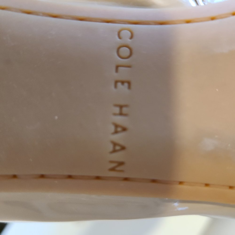 Cole Haan, shiny tan flats, size 6-1/2 - Picture 3 of 4